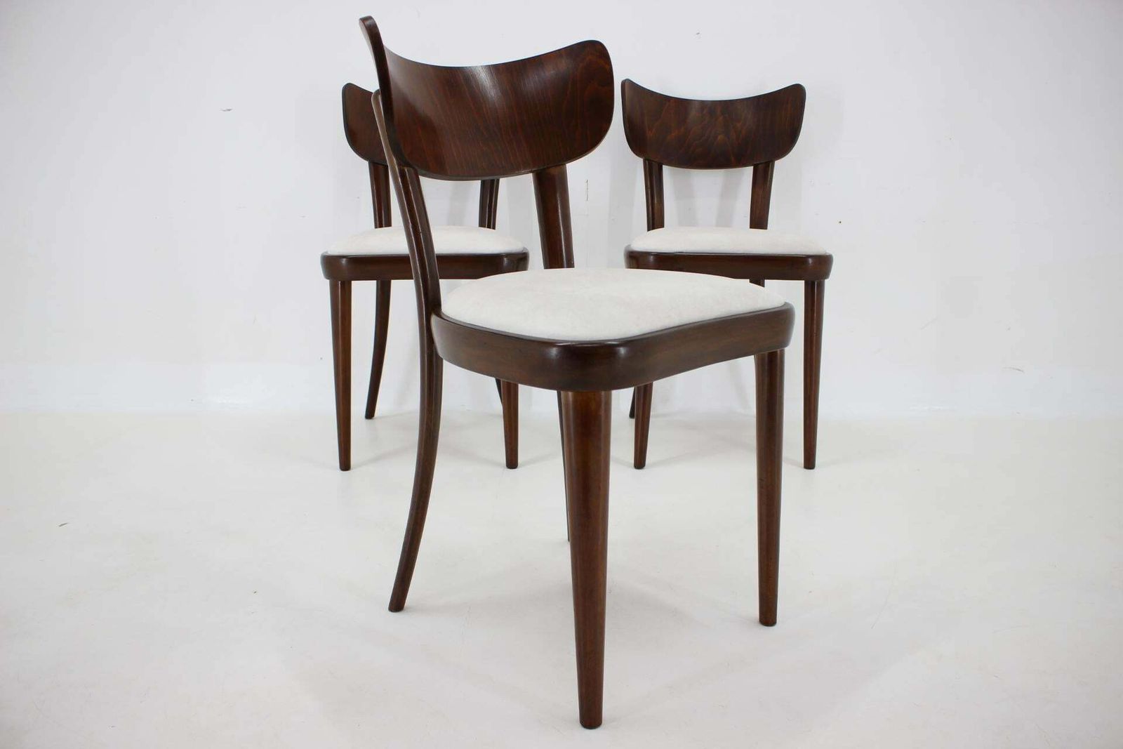 1950s Set Of Three Restored Beech Dining Chairs, Czechoslovakia photo vinterior