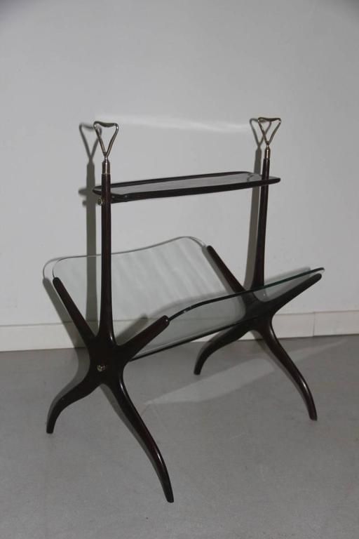 Magazine Rack Cesare Lacca Mid Century Modern Italian Design 1950 Wood Curved photo furniture