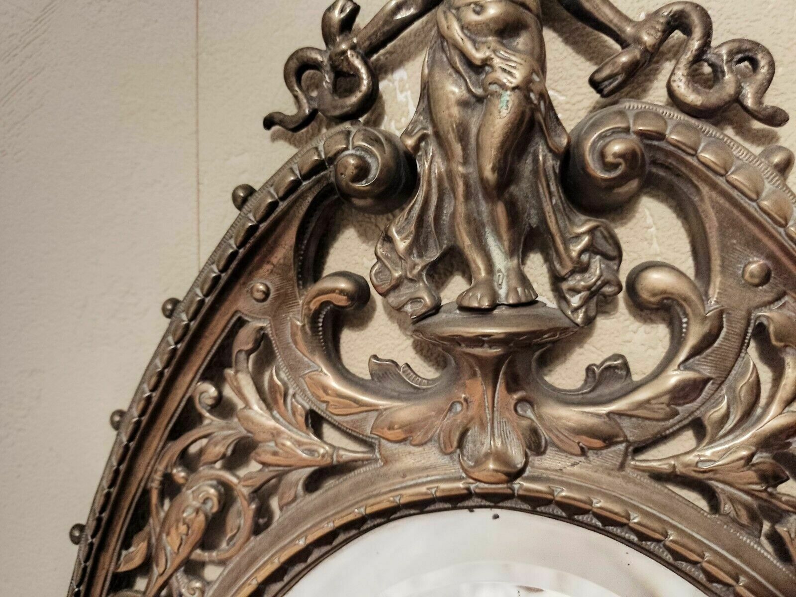 Antique Solid Brass Victorian Gothic Revival Girandole Mirror With Candelabra photo buy