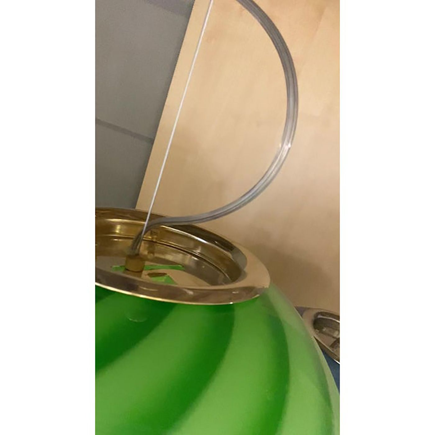 Contemporary Green And Milky White Sphere Pendant In Murano Glass photo vinterior