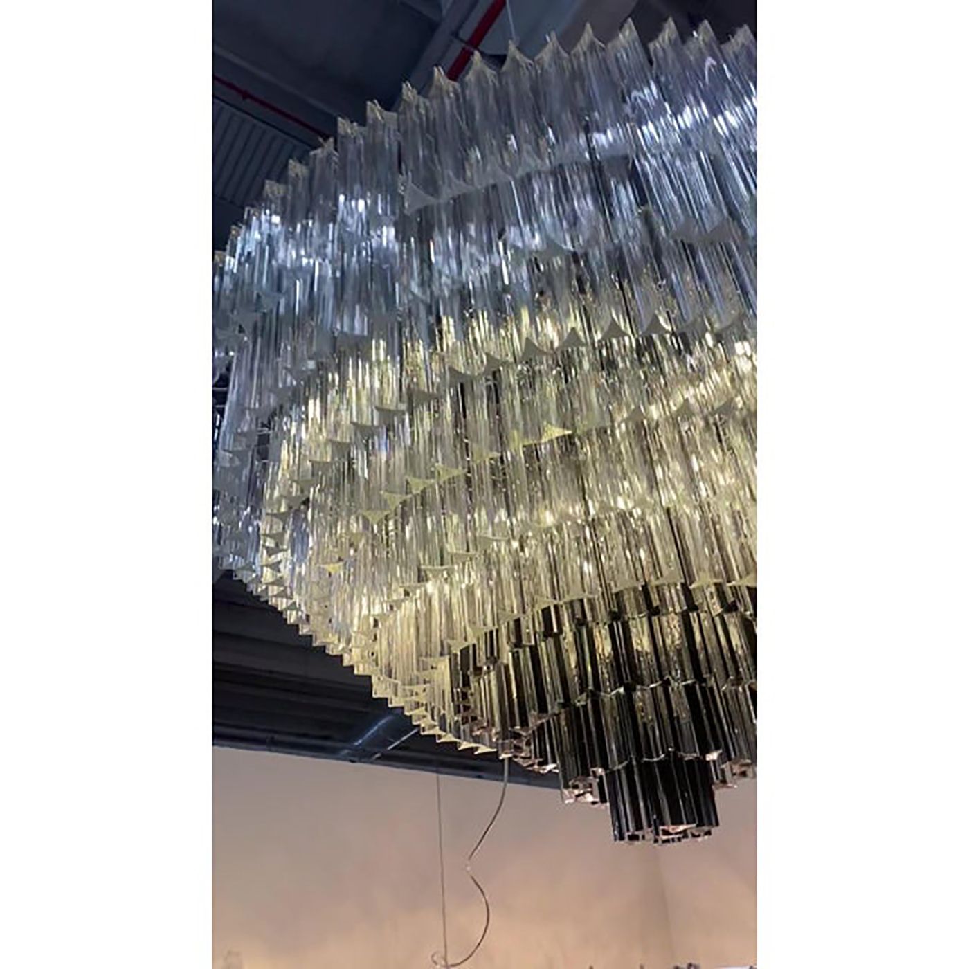Contemporary Transparent And Black "Triedro" Murano Glass Chandelier photo furniture