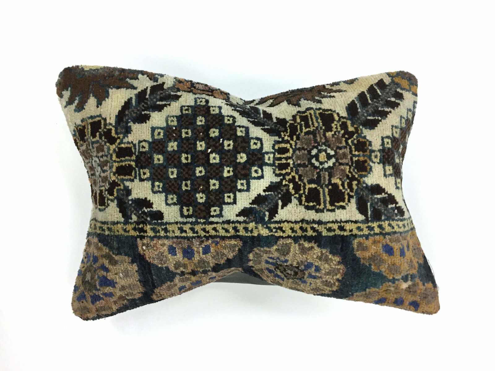 Handmade Carpet Cushion Cover Carpet Pillow 60x40 Cm Turkish Moroccan Distressed