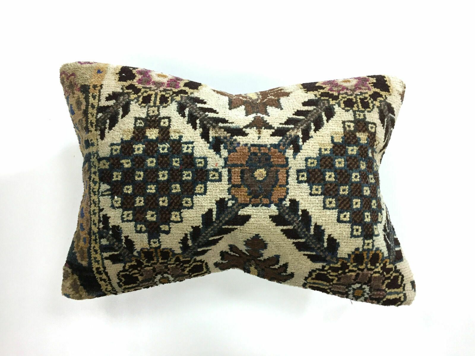 Handmade Carpet Cushion Cover Carpet Pillow 60x40 Cm Turkish Moroccan Distressed