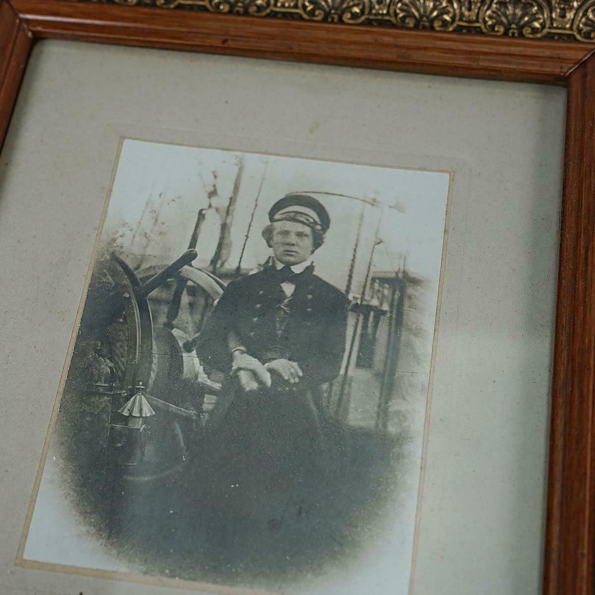 Pair Of Frames With Photo And Dedication, Navy From The 1800s photo for sale