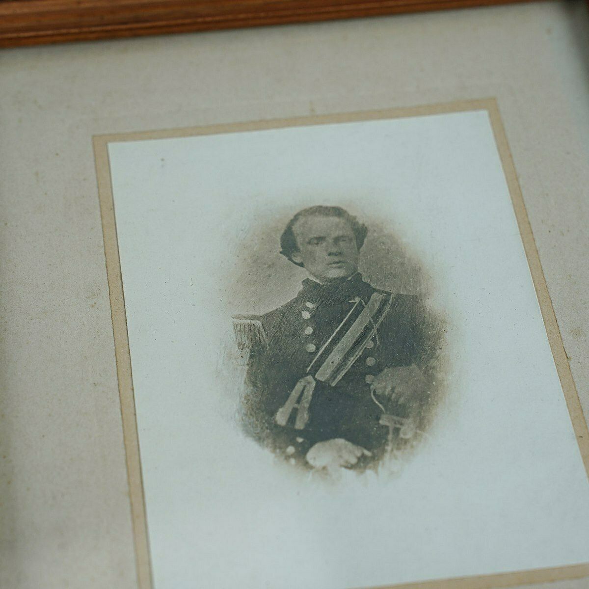 Pair Of Frames With Photo And Dedication, Navy From The 1800s photo vinterior
