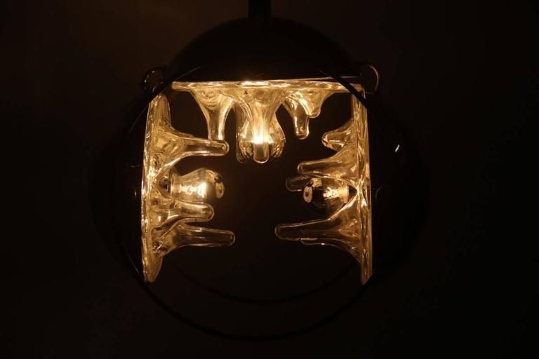 Italian Mazzega Chandelier Steel And Glass, 1970s photo furniture