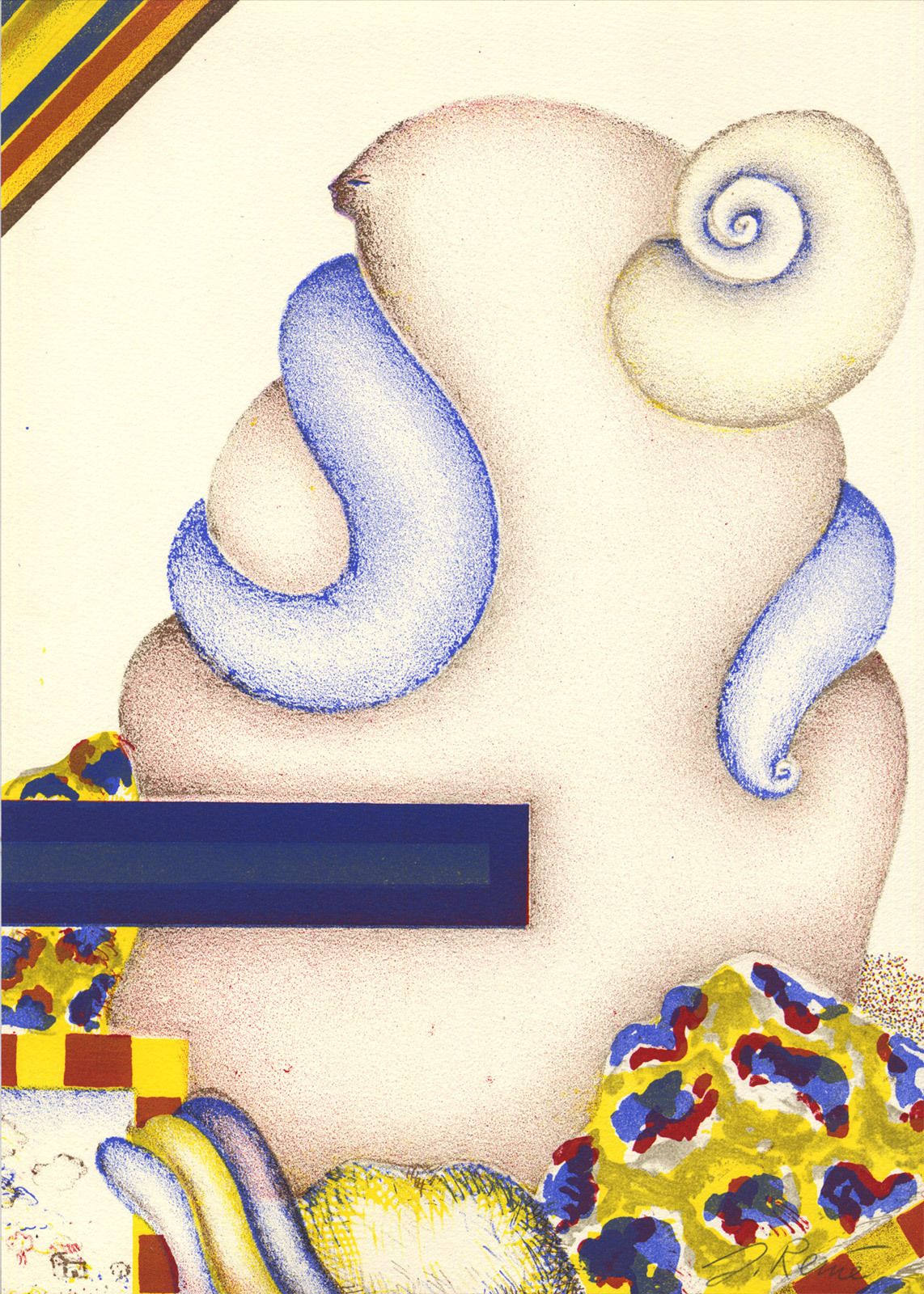 Finely Printed Signed 70s Surreal Lithograph: Jörg Remé, “Von Den Stunden (From The Hours) #8”, 1972 photo furniture