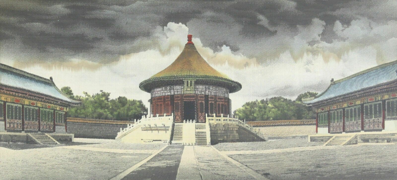 Woven Silk Picture With Watercolour Augmentation Of Temple Of Heaven, Beijing photo furniture