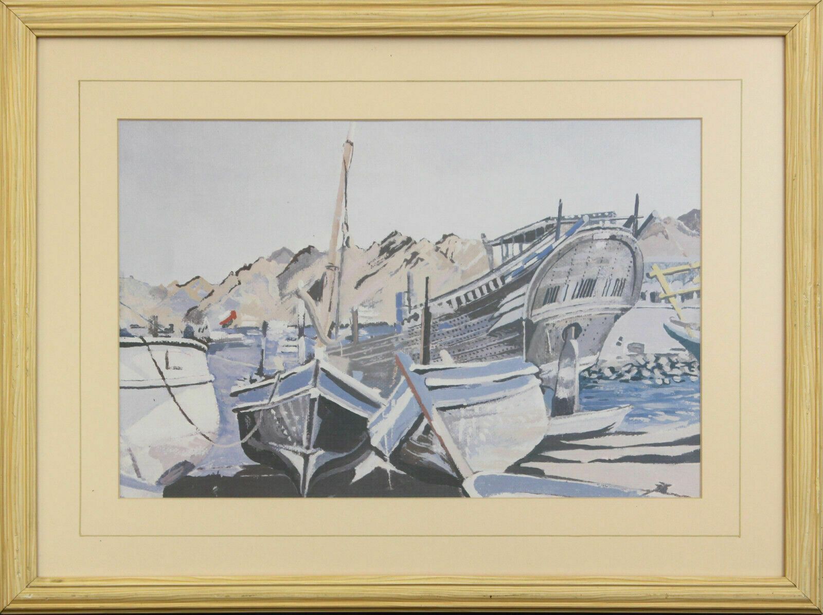 Print From An Oil Of Oman Boats By John Bawtree.