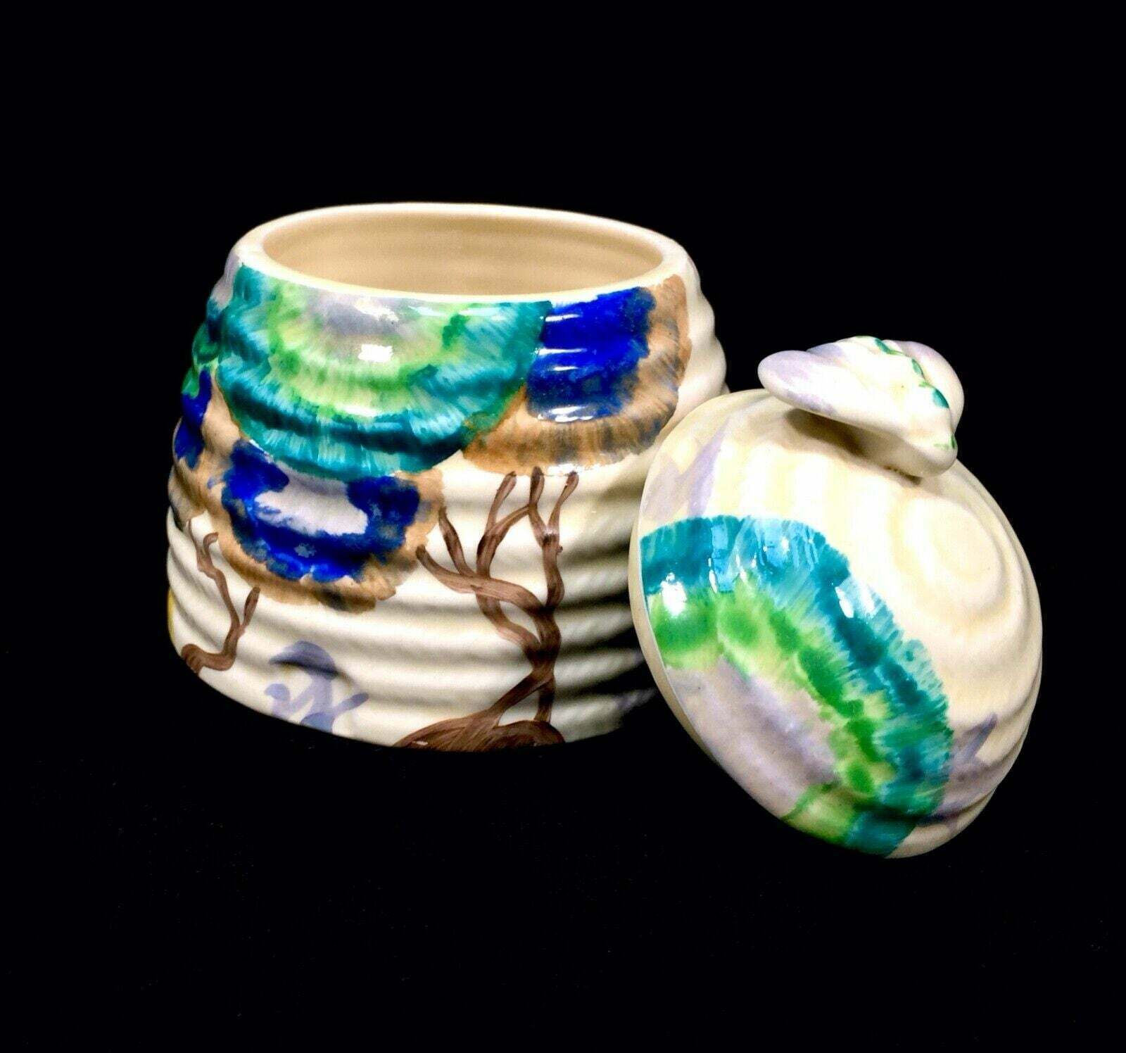 Clarice Cliff Viscaria Large Sized Beehive Honey Pot C.1934 / Art Deco Pottery photo Home Decor