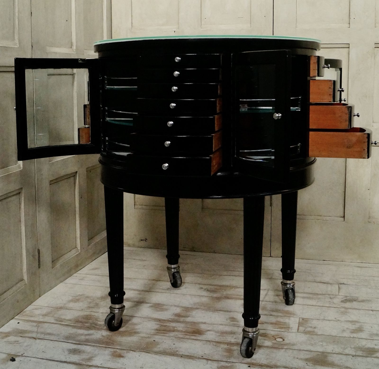Furniture Antique English Oak Revolving Dental Cabinet photo