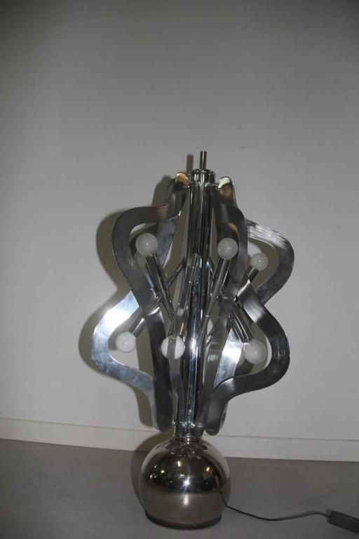 Lamp Floor Sculpture Design 1970s Italian Design Steel photo vinterior