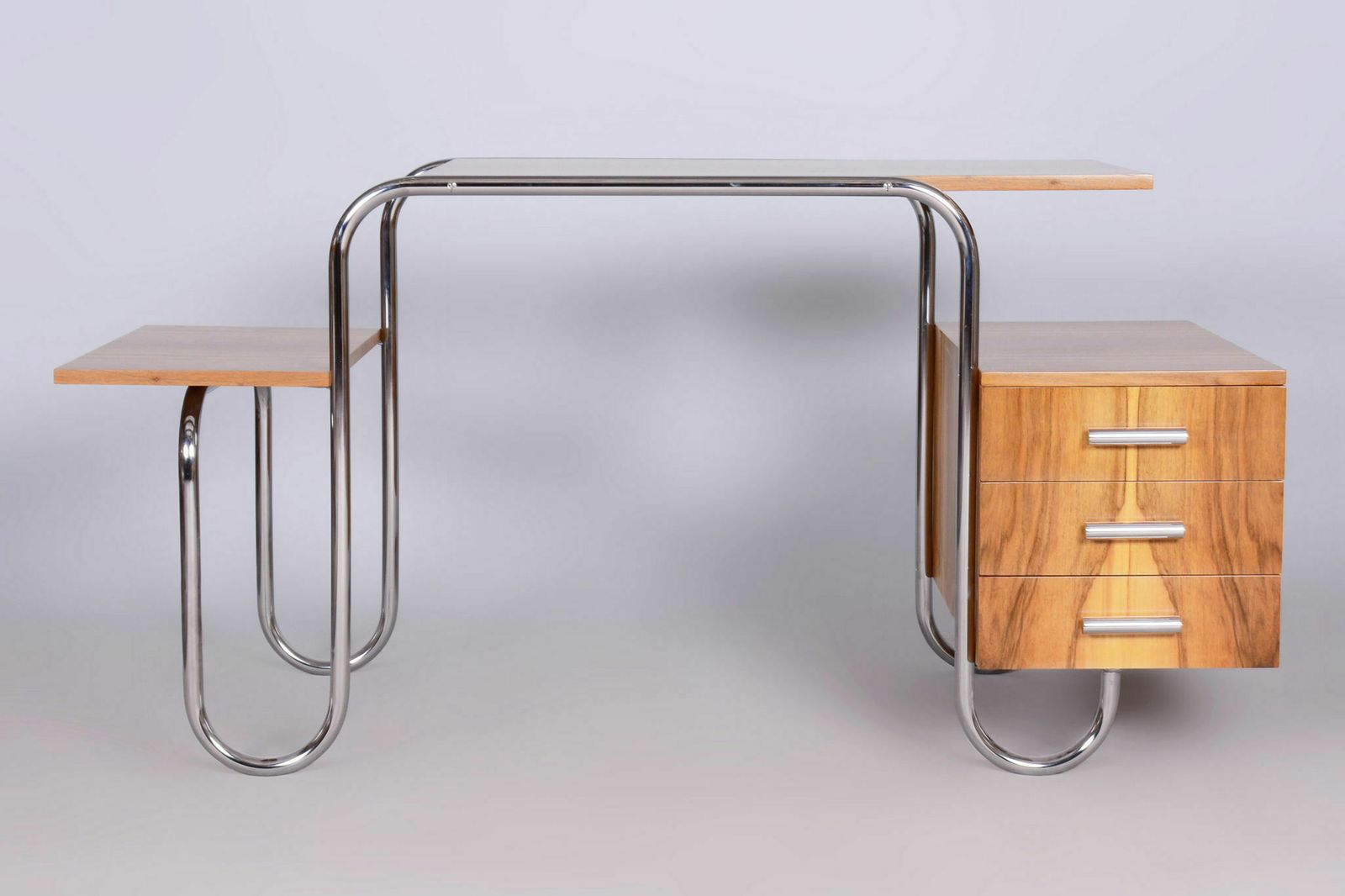 Restored Bauhaus Writing Desk, By André Lurcat, Walnut, New Polish, Czech, 1930s photo for sale