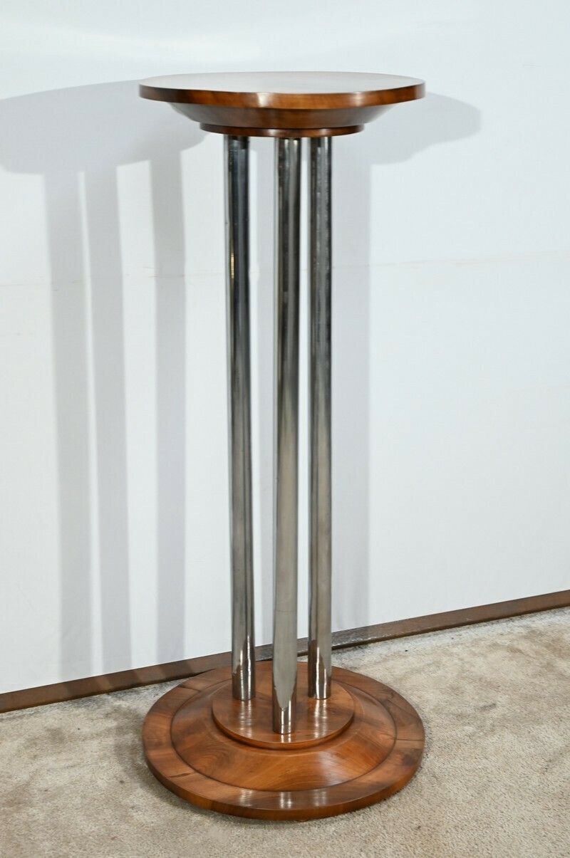 Bolster In Walnut And Chromed Metal, Art Deco – 1930 photo for sale