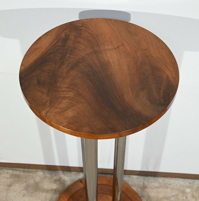 Bolster In Walnut And Chromed Metal, Art Deco – 1930 photo vinterior