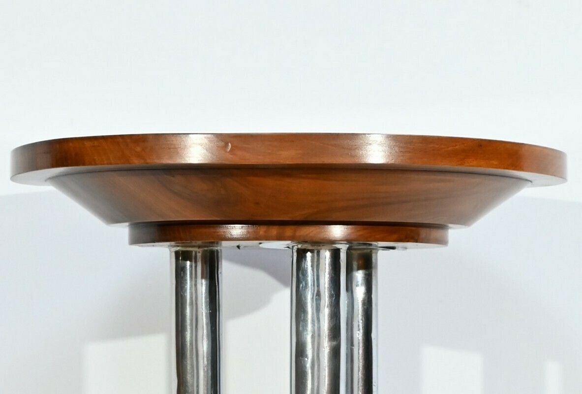 Bolster In Walnut And Chromed Metal, Art Deco – 1930 photo vintage