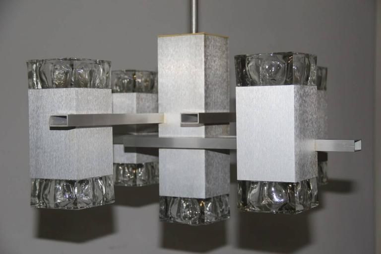 photo furniture Sculpture Sciolari Chandelier Aluminum Design And Glass, 1970s