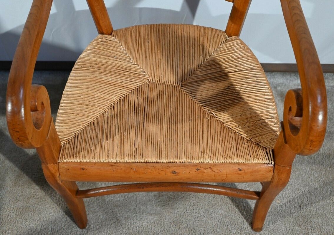 Pair Of Estate Armchairs In Solid Cherry, Restoration Period – 1st Part 19th photo buy