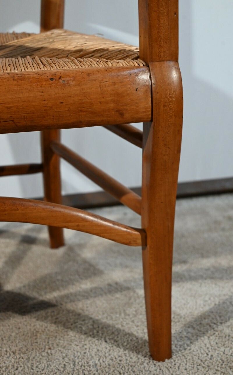 photo vintage Pair Of Estate Armchairs In Solid Cherry, Restoration Period – 1st Part 19th