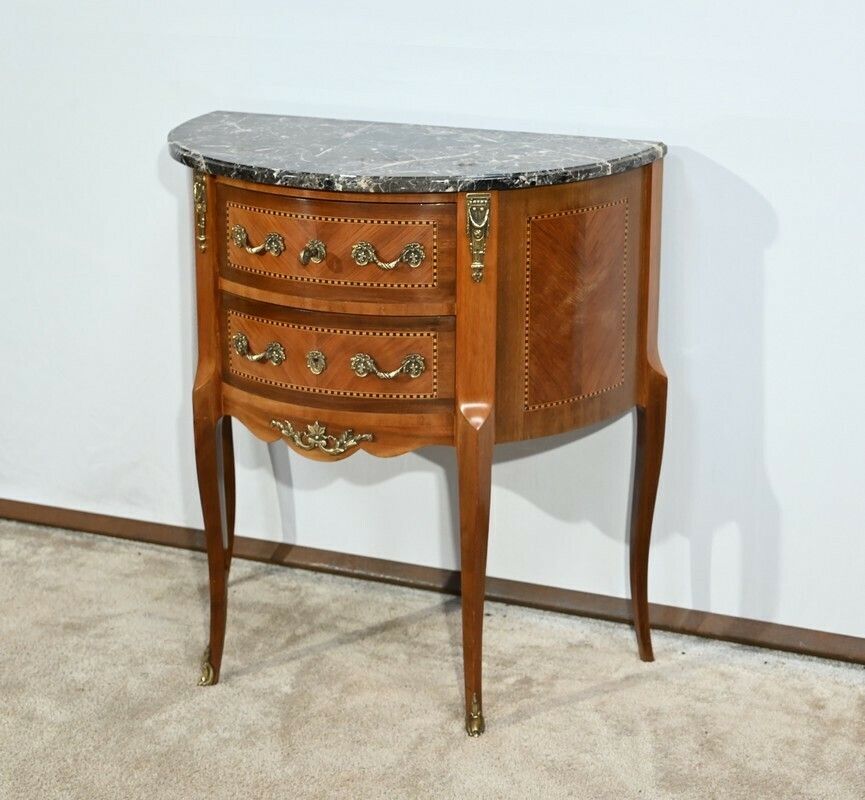 Small Half Moon Chest Of Drawers In Rosewood, Louis XV/Louis XVI Transition Style – 1st Part 20th photo Furniture