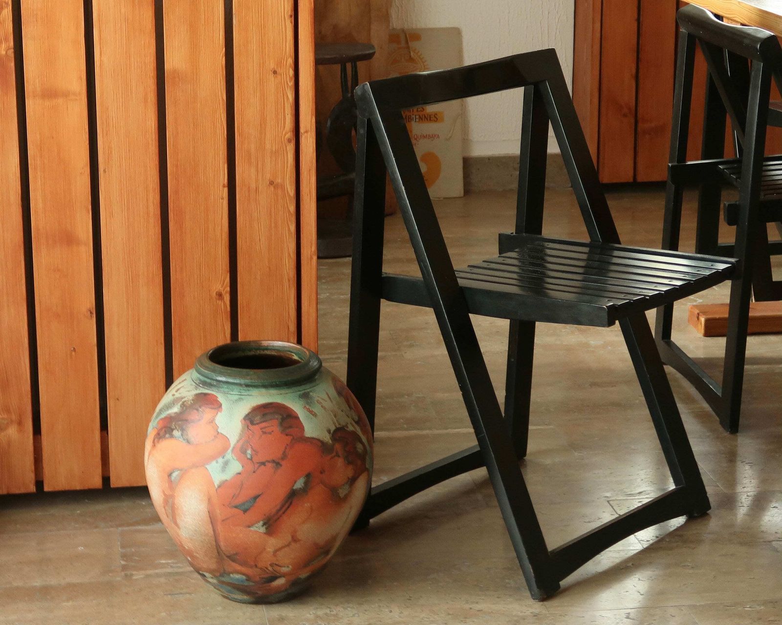 Grote Franse Keramische Vaas, Decoratie Met Naakte Vrouwen, Van Jean Pierre Bonnardot / In De Stijl Van Raoul Dufy, Picasso, Sauna, Green Orange photo furniture