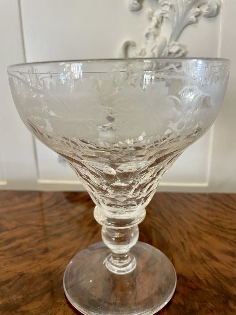 Unusual Large Set Of 4 Antique 19th Century Quality Engraved Glasses photo 580.0