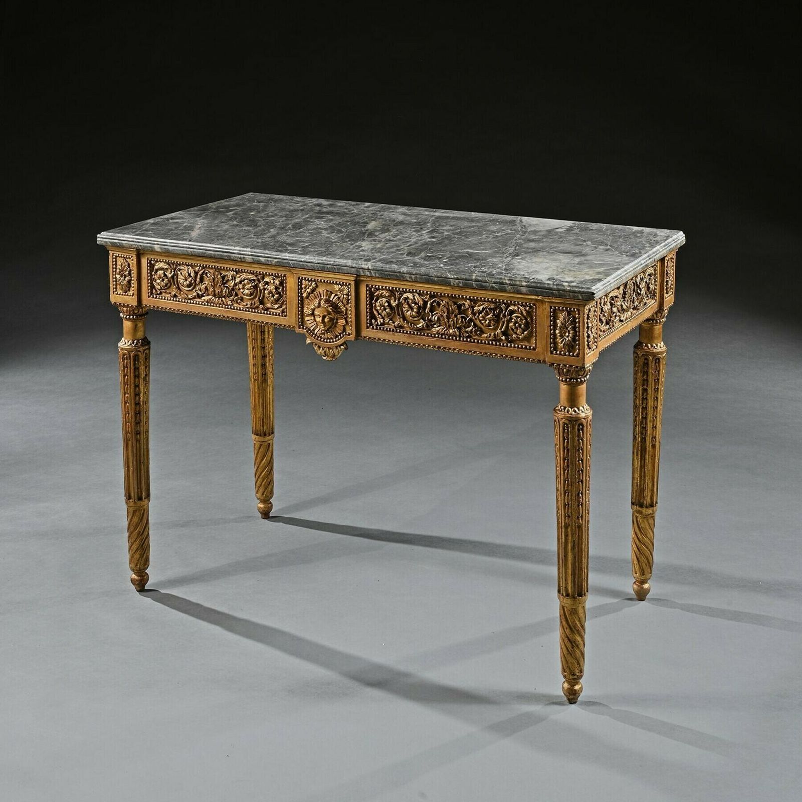 Late 18th Century Italian Carved Giltwood Marble Top Console Table