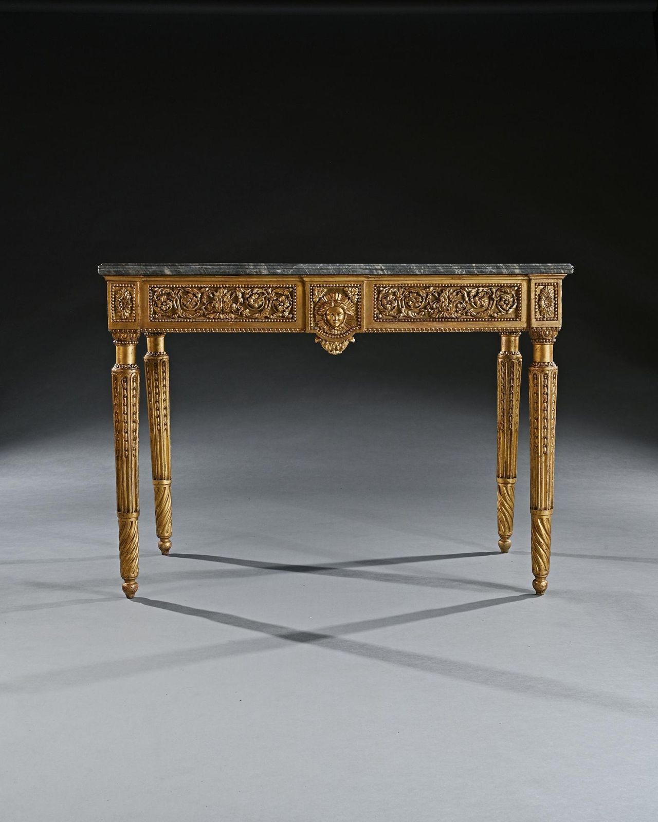 photo furniture Late 18th Century Italian Carved Giltwood Marble Top Console Table