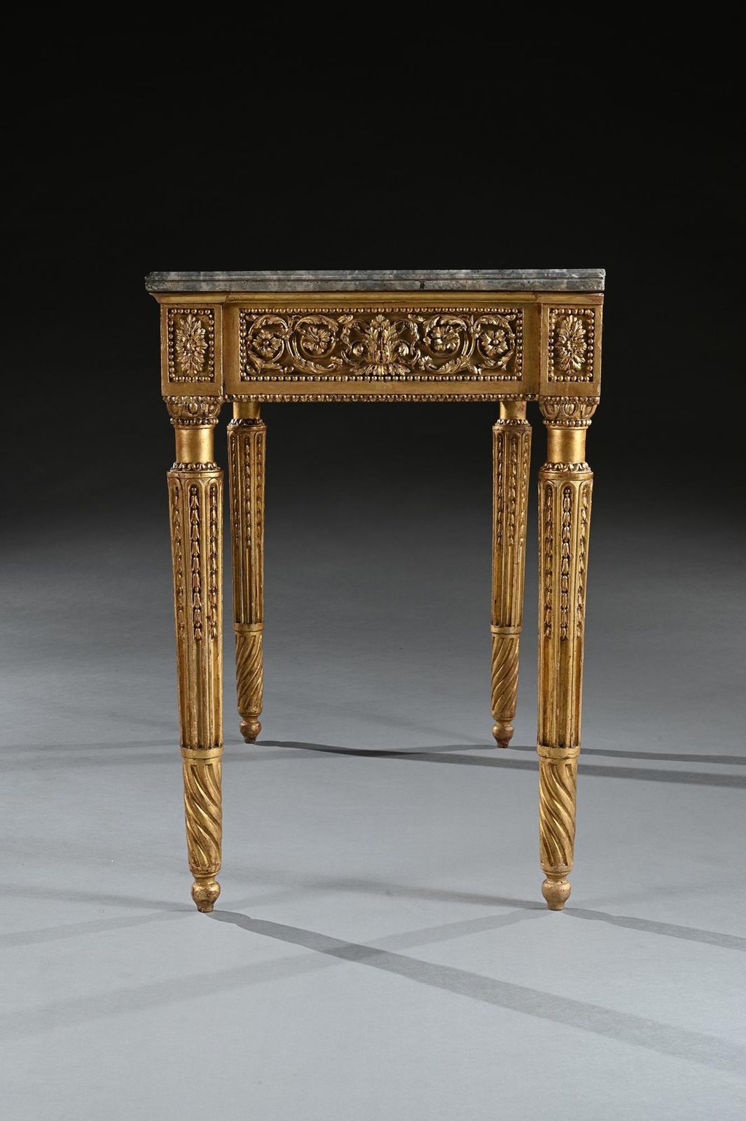 photo for sale Late 18th Century Italian Carved Giltwood Marble Top Console Table