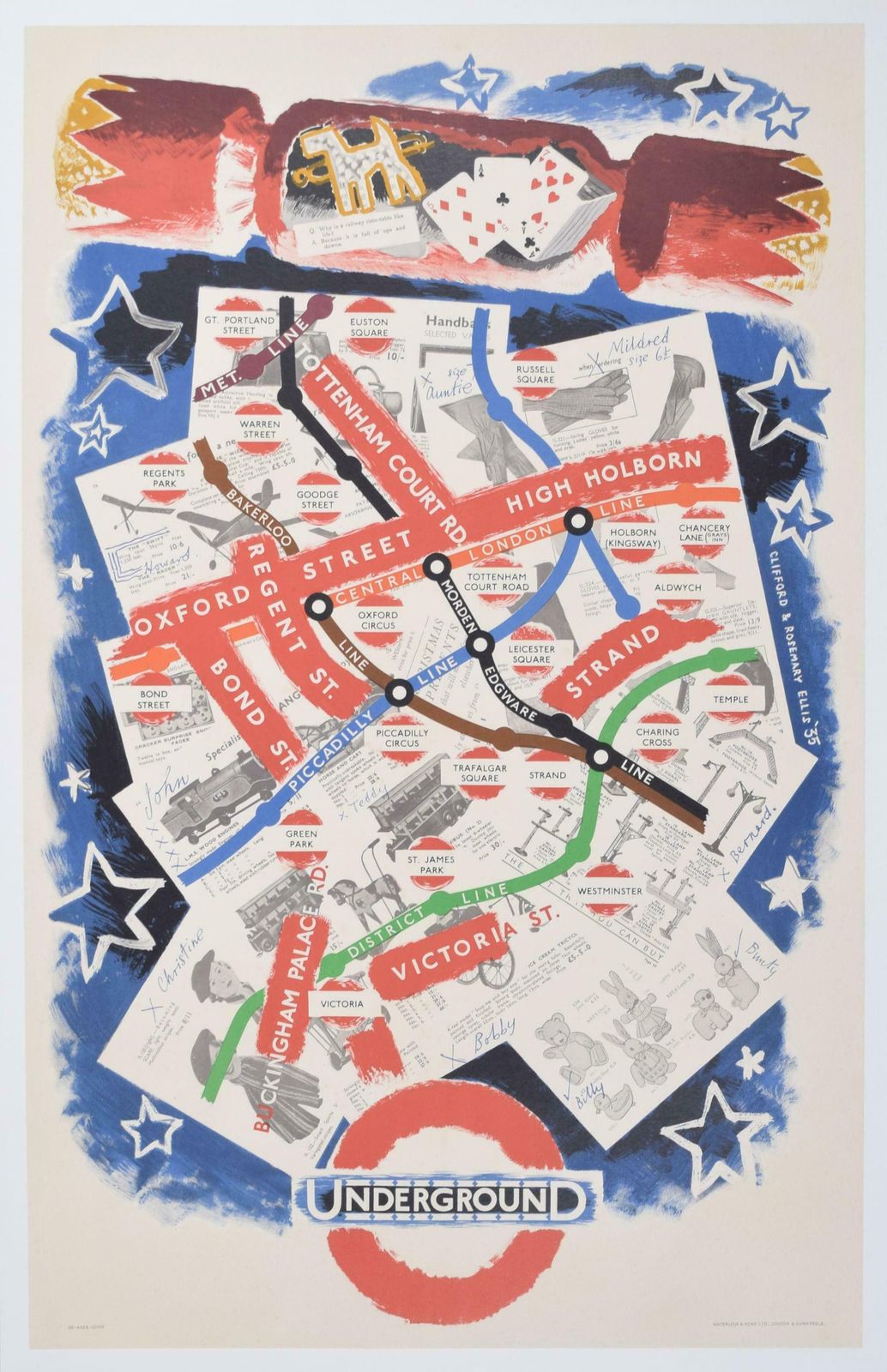 Clifford & Rosemary Ellis London Underground Map Of London Christmas Poster By Clifford And Rosemary Ellis 1935