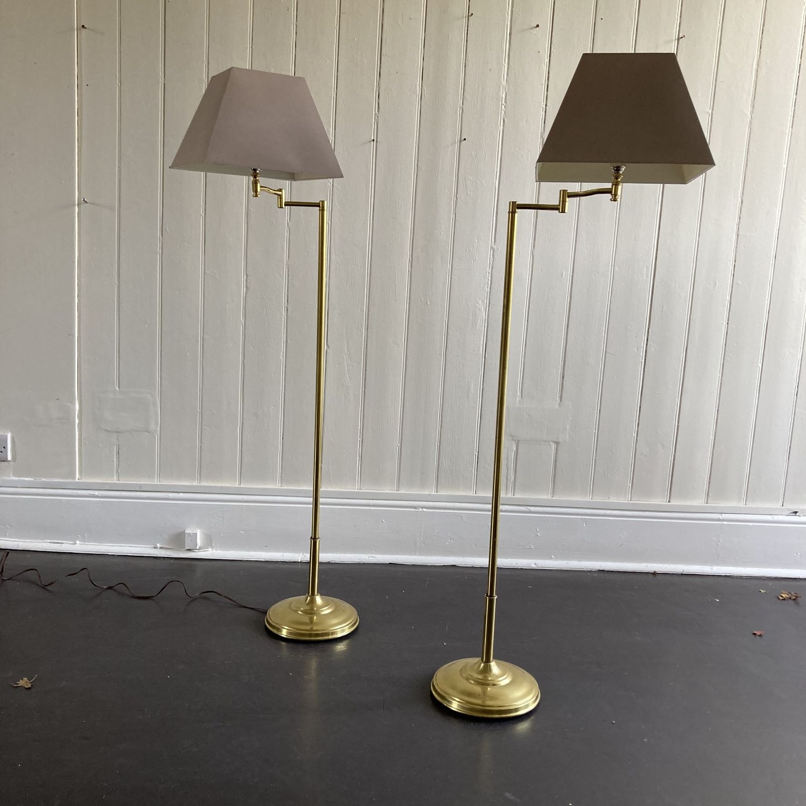 Pair Of Brass Floor Lamp, Mid 20th Century photo furniture