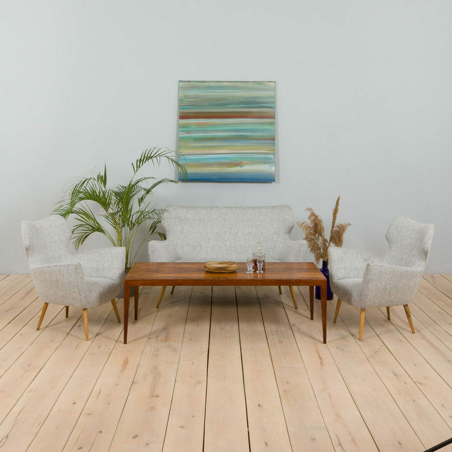 Pair Of Reupholstered Italian Lounge Armchairs In Gio Ponti Style, 1950s photo for sale