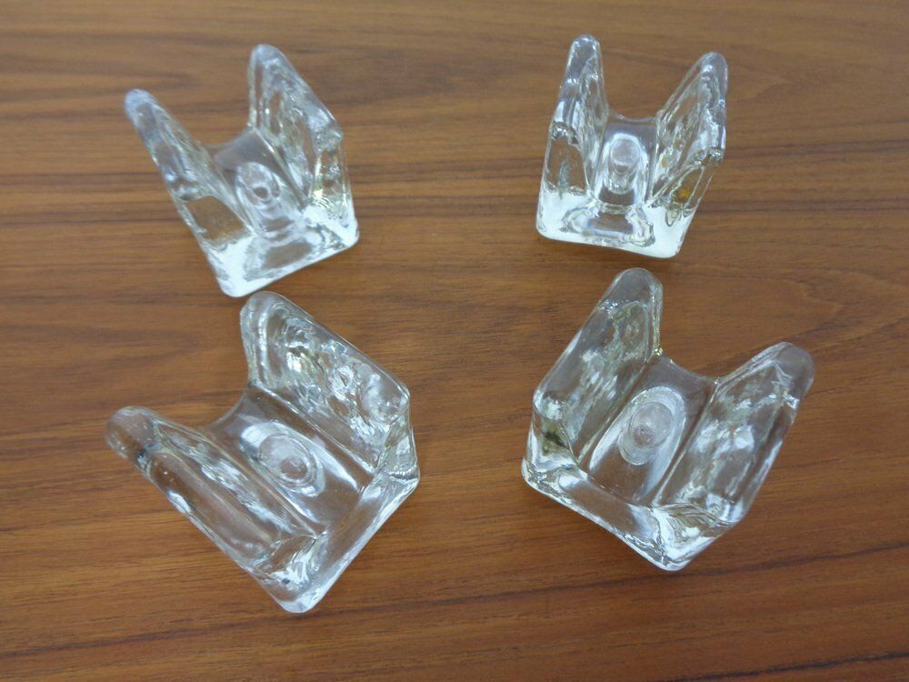 photo for sale Finnish Ice Glass Candlesticks By Timo Sarpaneva For Juhava 1970s Set Of 4