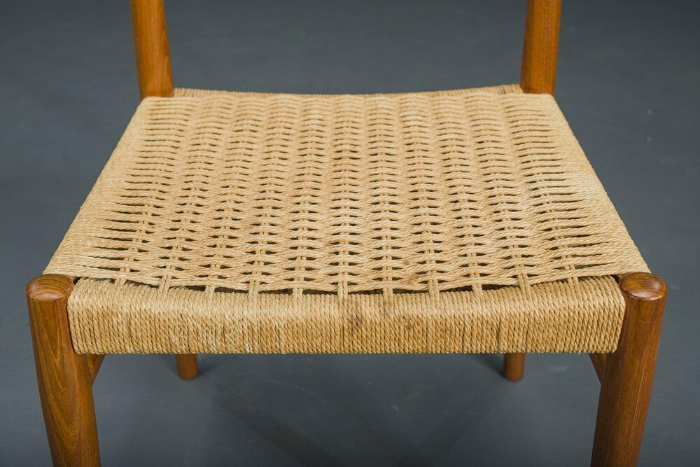 Danish Teak Wicker Dining Chair By Henning Kjaernulf For Koruo Stolefabrik, 1960s photo vinterior