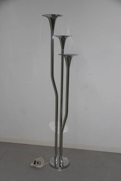 Reggiani Floor Lamp Steel Design Trumpets Italian Design 1970 photo vinterior