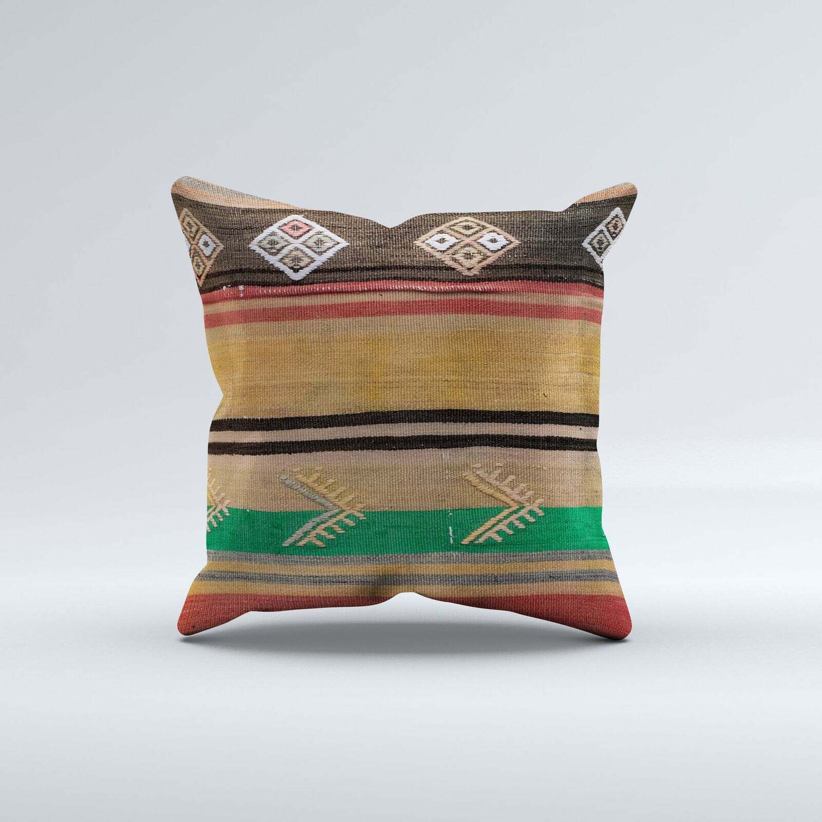 Vintage Turkish Kilim Cushion Cover 50x50 Cm Square Wool Kelim Pillowcase 50443