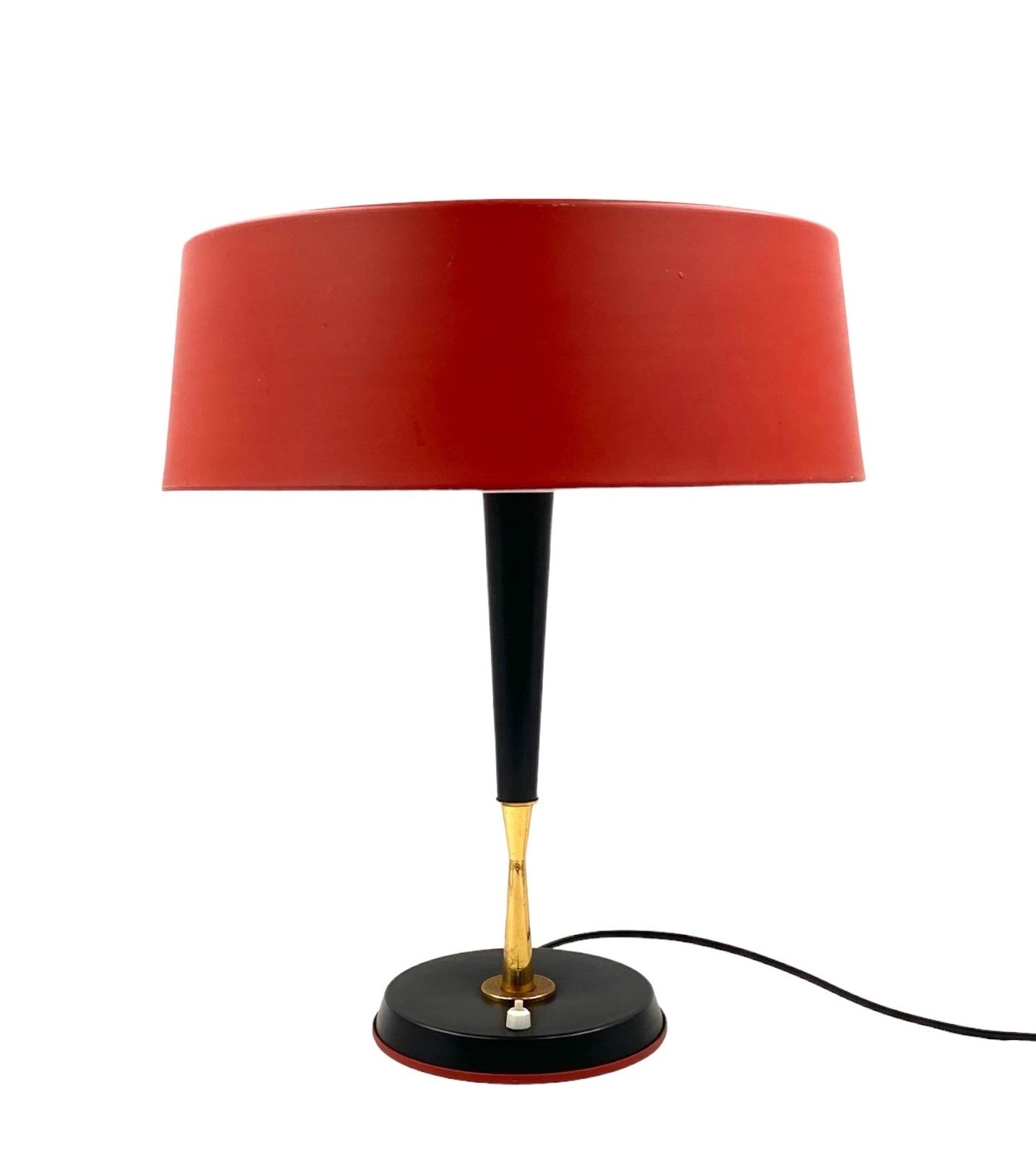 Lighting Oscar Torlasco, Mid Century Red Table Lamp, Lumi, Italy 1954 photo