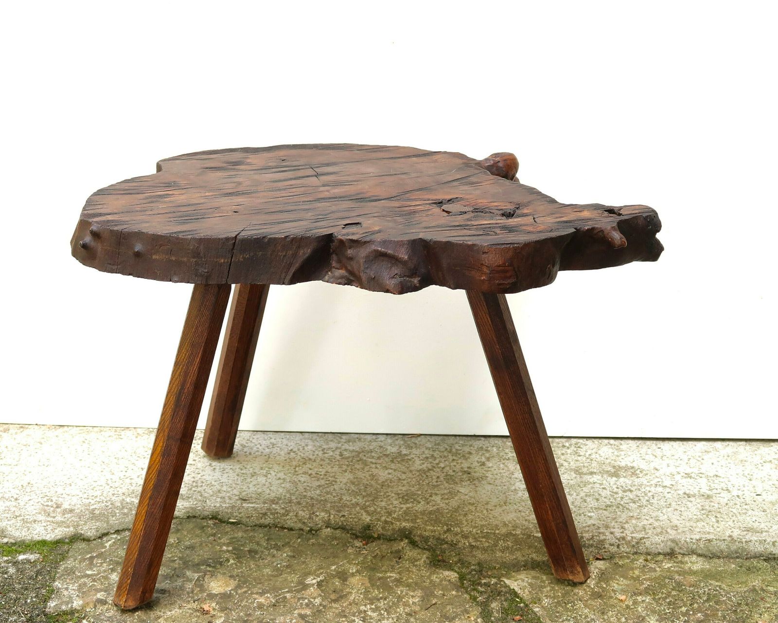 Large French Wood End Table / Coffee Table / Night Table, 1950s / Rustic, Nature, Natural, Cottage, Farmhouse Decor photo Furniture