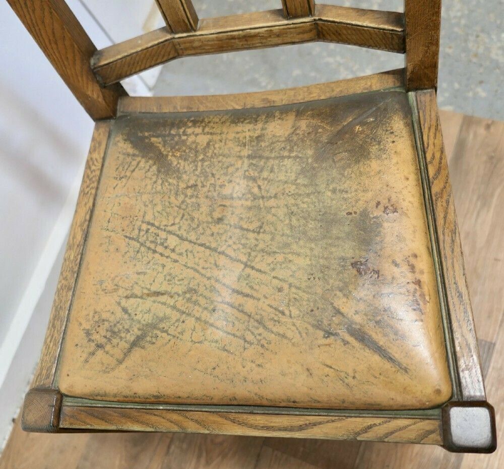 A Rare Trio Of Arts And Crafts High Bar Stools, In Golden Oak photo vintage