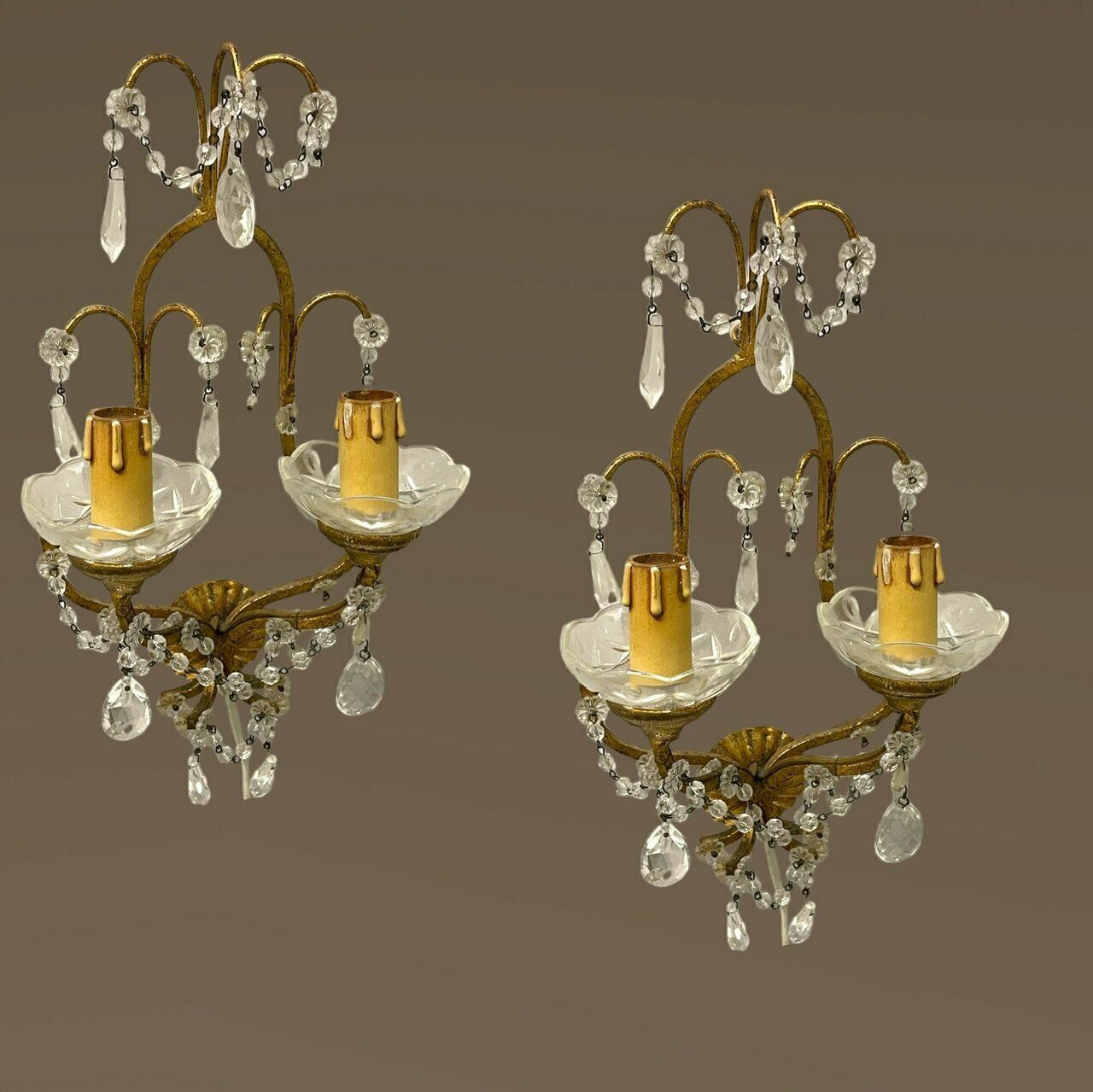 photo furniture Florentine Gold Gilded Crystal Sconces Set Of 2