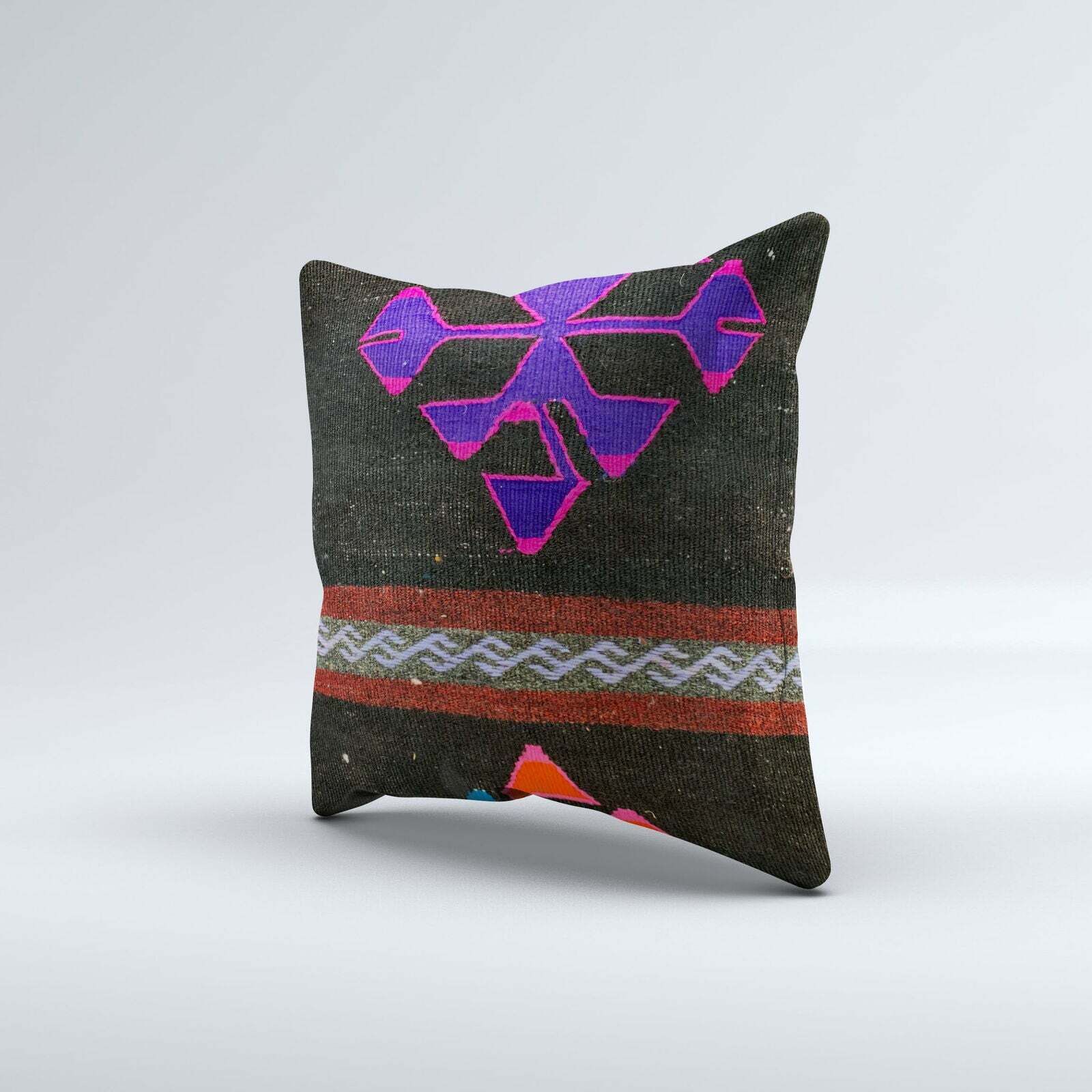 Vintage Turkish Kilim Cushion Cover 50x50 Cm Square Wool Kelim Pillowcase photo for sale