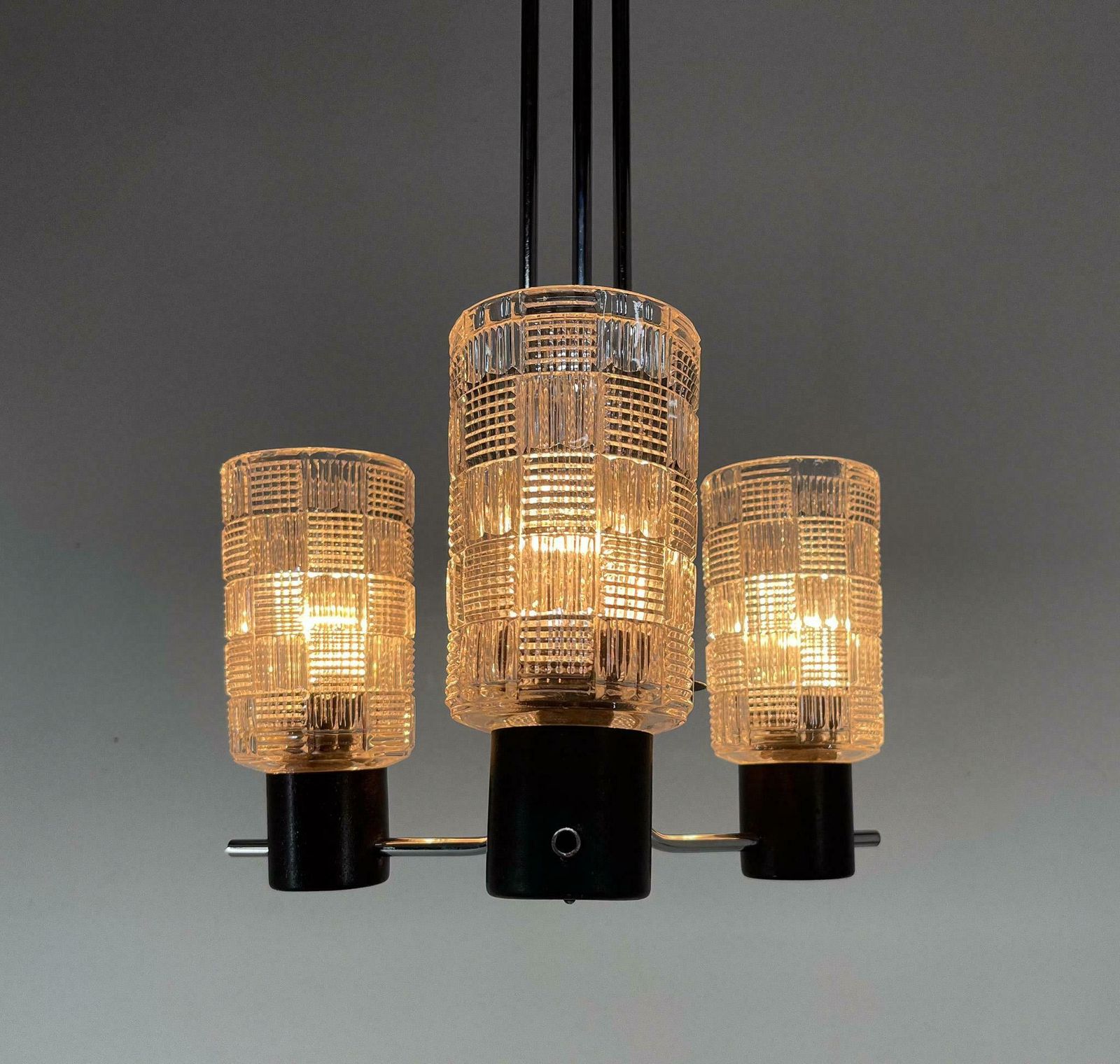 1970s Chrome, Glass & Metal Chandelier, Czechoslovakia photo 296.0