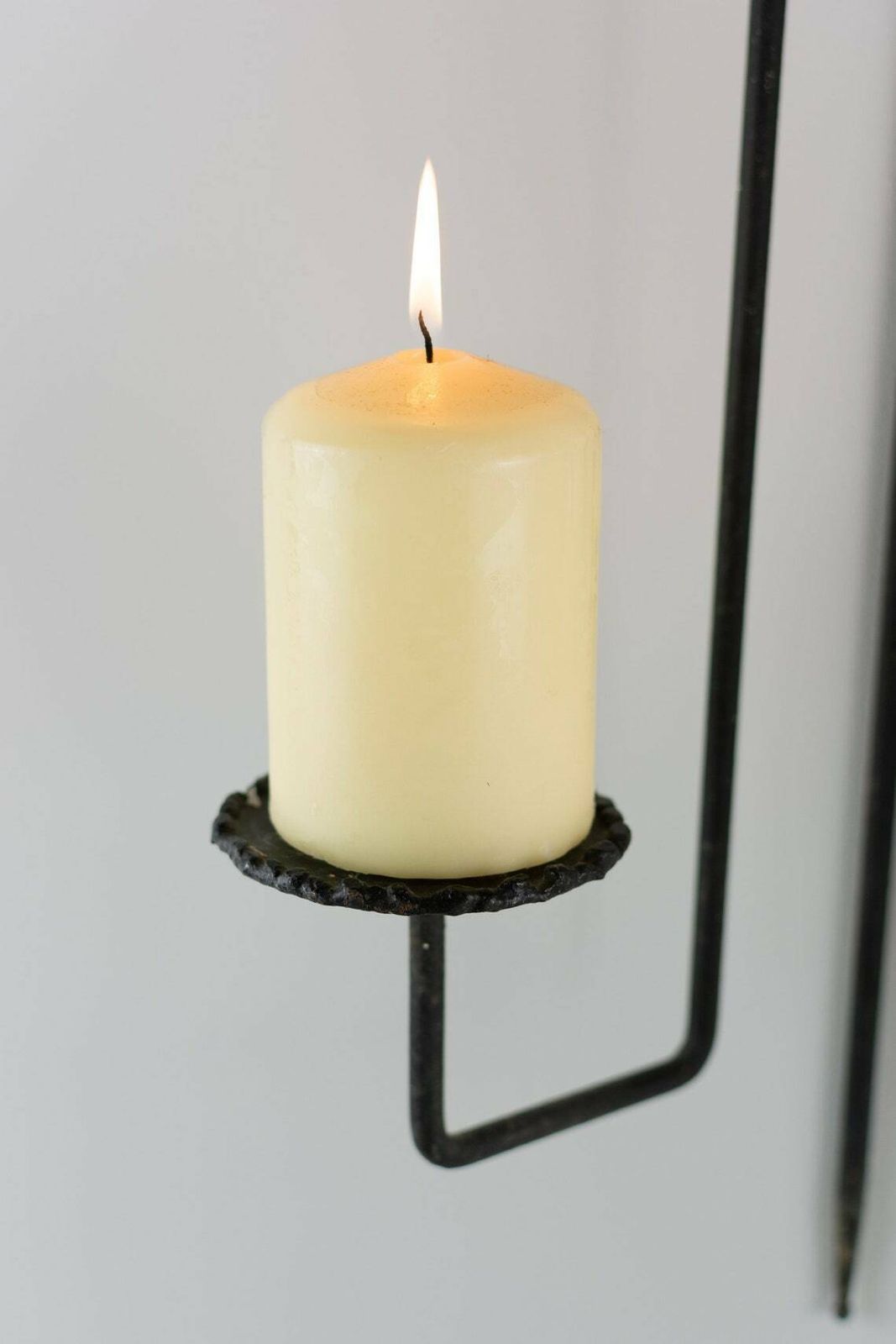 1960's Brutalist Wall Mounted Candle Holder, Iron Worked, German. Mid Century Modern photo furniture