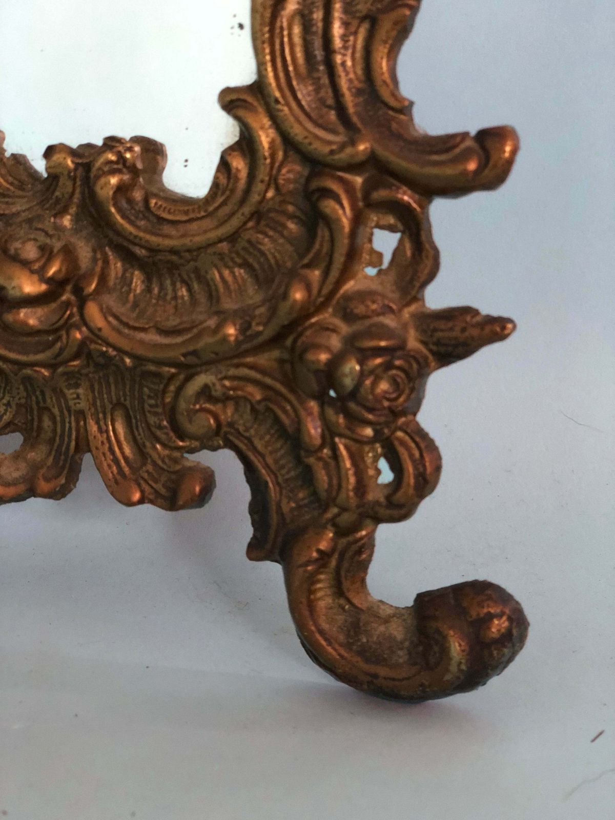 Antique Rococo Bronze Table Mirror With Cherub Detail photo 190.0