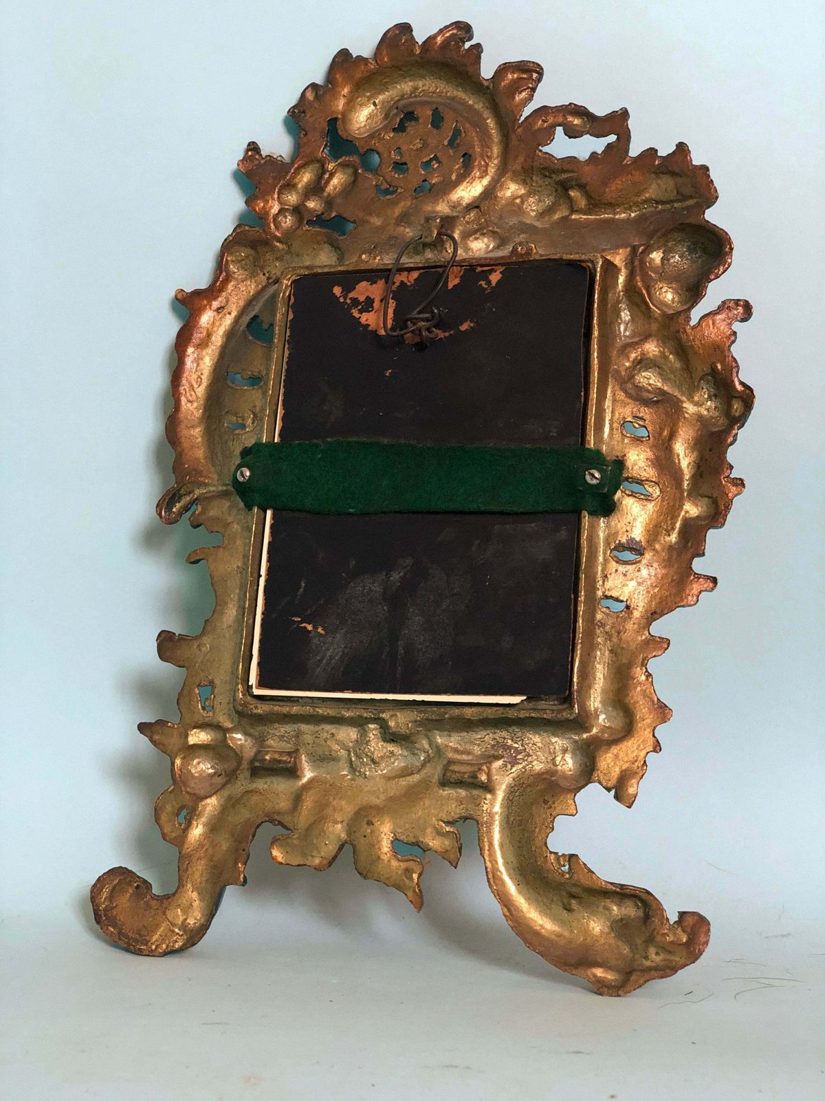 Antique Rococo Bronze Table Mirror With Cherub Detail photo buy