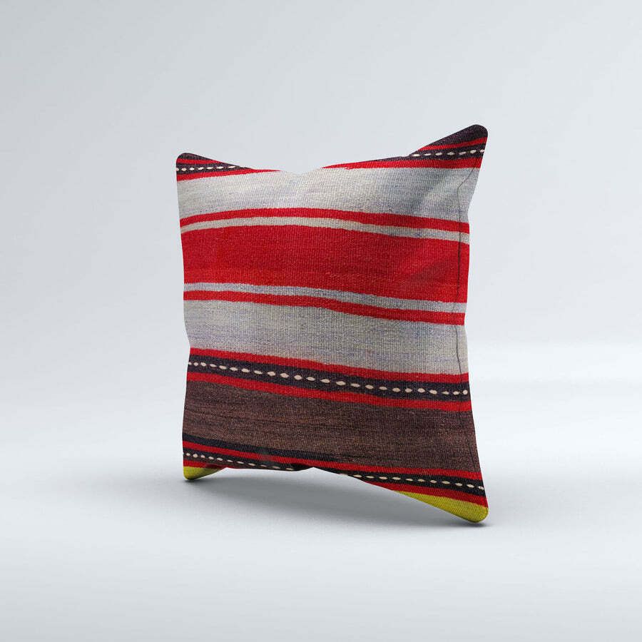 Vintage Turkish Kilim Cushion Cover 50x50 Cm Square Wool Kelim Pillowcase 50452 photo for sale