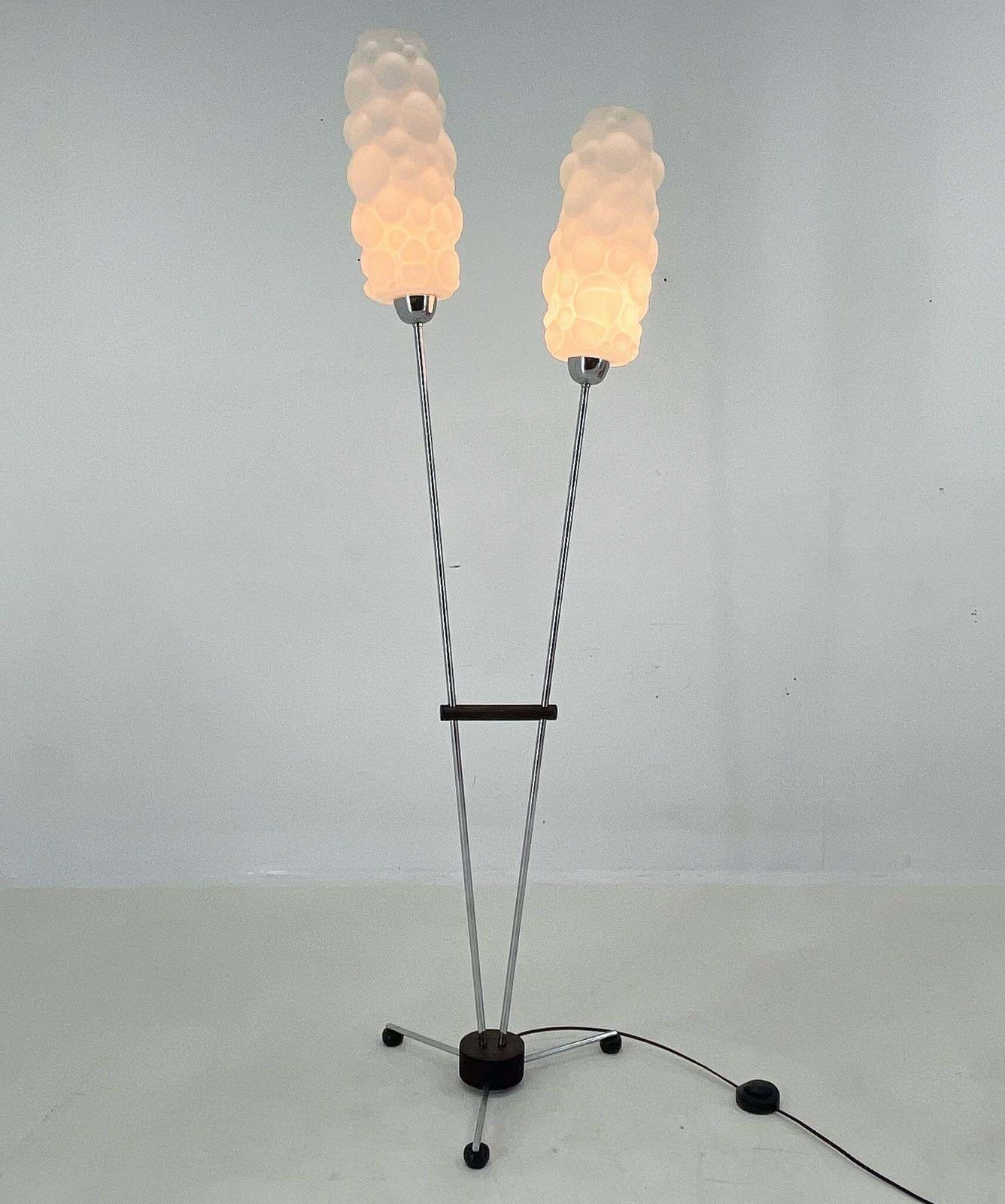 1970s Chrome & Wood Floor Lamp, Restored , Czechoslovakia photo furniture