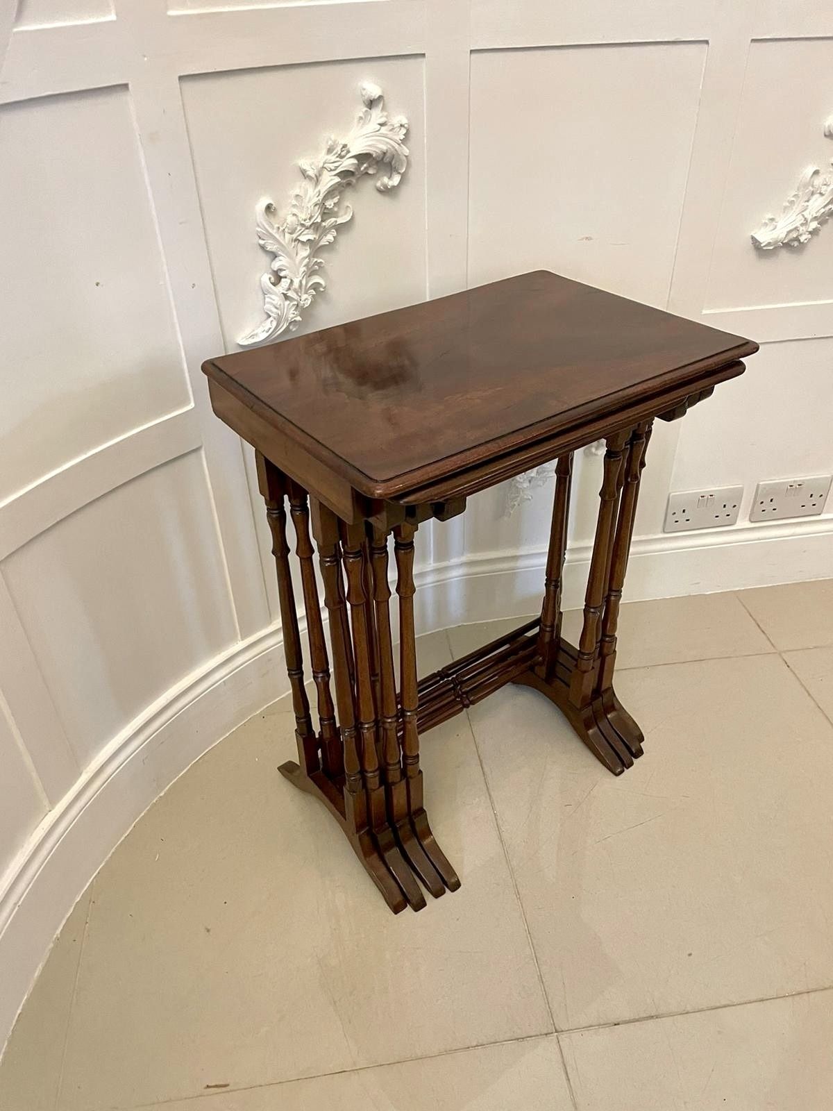 Antique Quality Figured Mahogany Nest Of Four Tables photo furniture