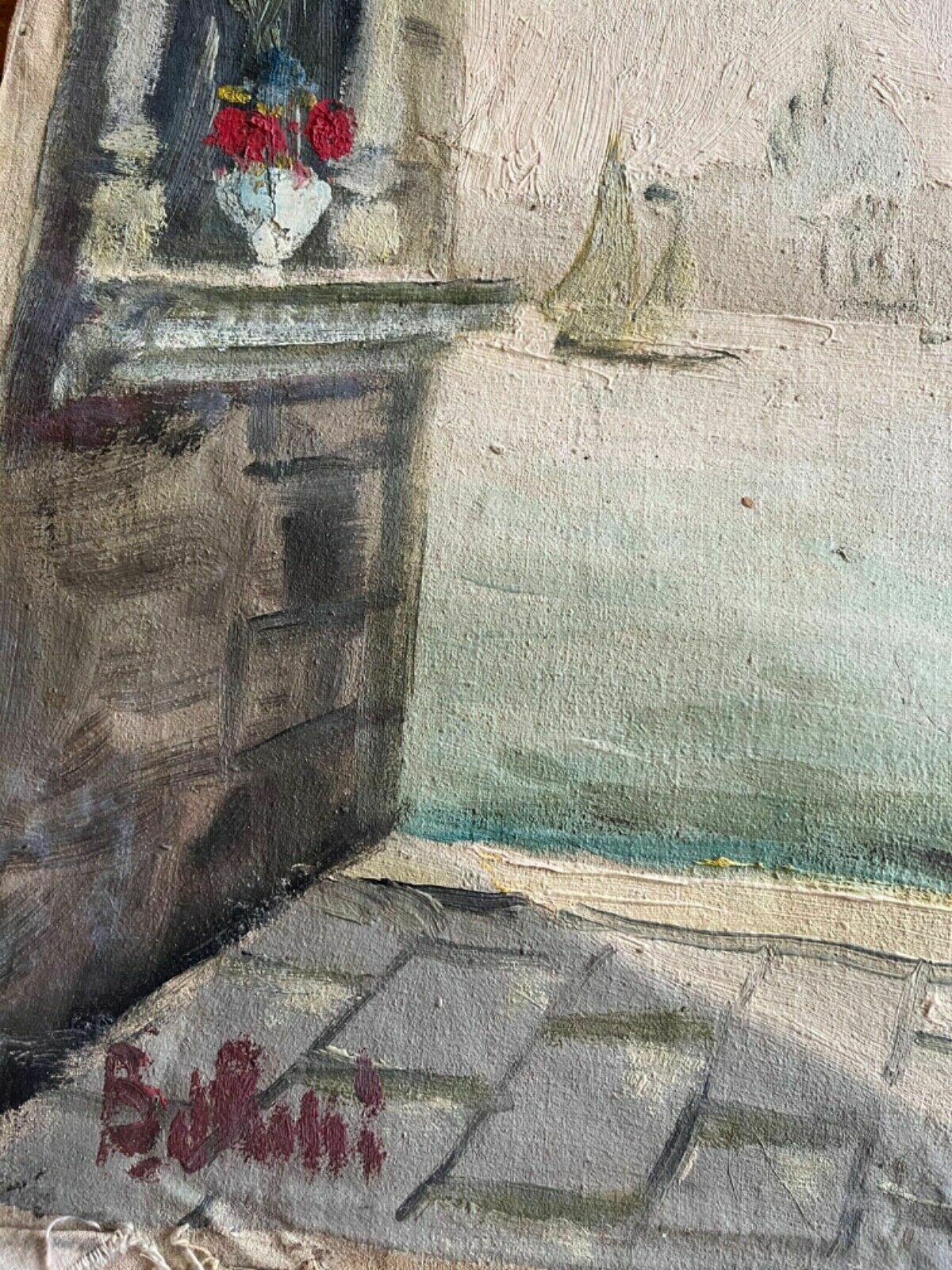 Oil On Canvas Painting Early 1900’s Venice Winter View photo Art