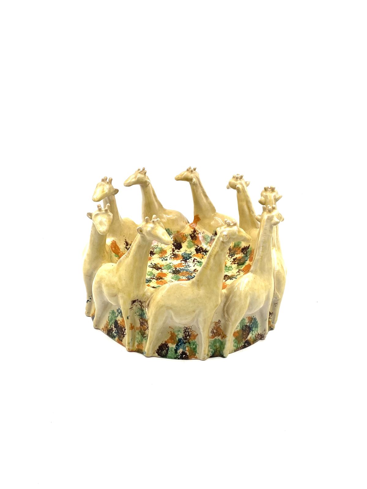 800.0 Postmodern Giraffe Ceramic Centerpiece / Vide Poche, Nd Dolfi Montelupo Italy, 1990s photo